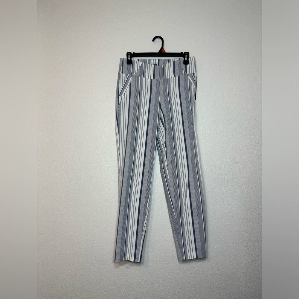 NWT SOHO Apparel Ltd Gray White Blue Stretch Pants Small